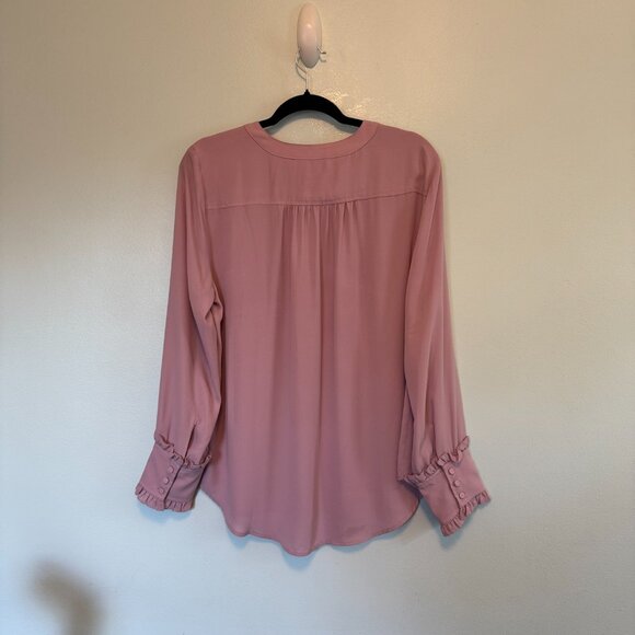 J.Crew Blush Drapey Band-Collar Ruffle Cuff Blouse  Large  - 0077 - Picture 5 of 5